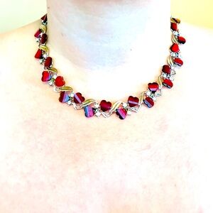 Vintage Thermoset Red Heart Choker Necklace